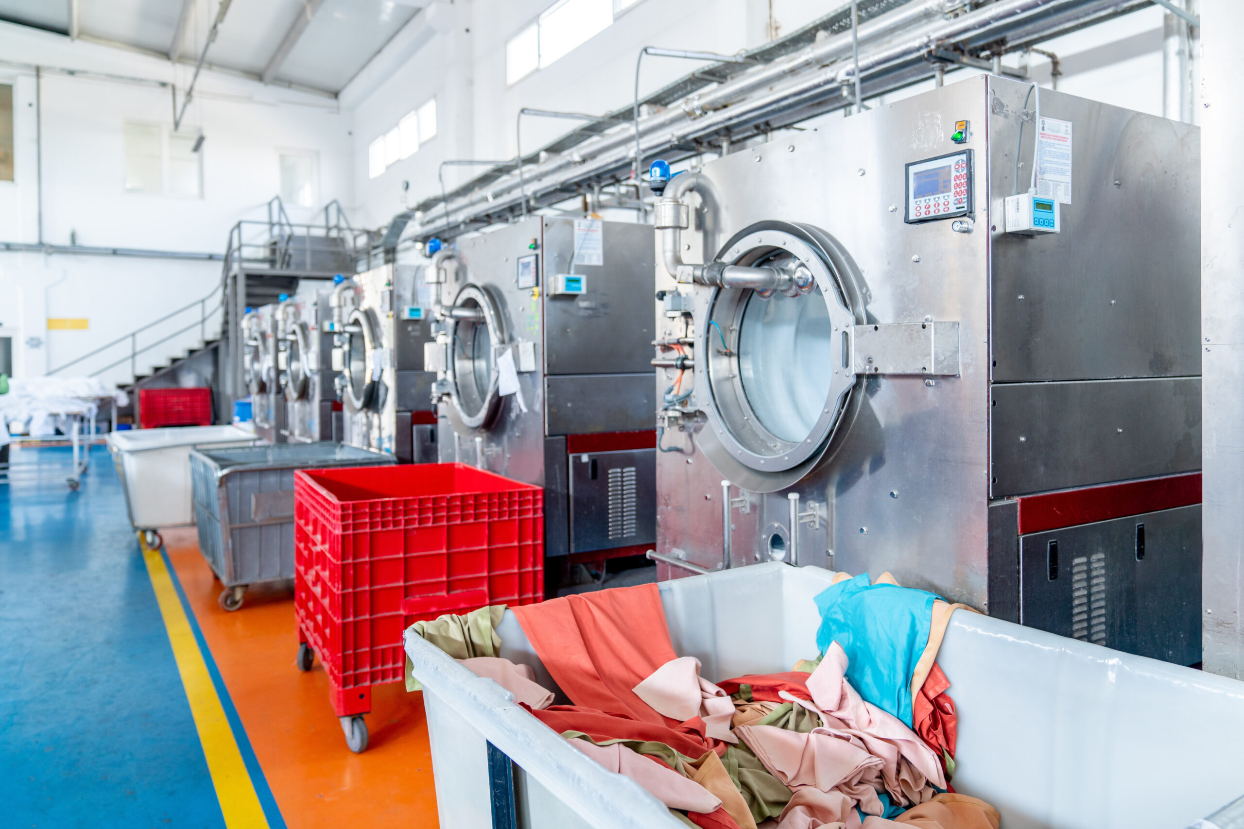 Industrial wash machine for washing a big amount of textiles.