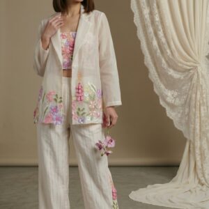 Ivory Petal Sheer Blazer Ensemble