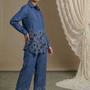 Indigo Bloom Embroidered Co-ord Set