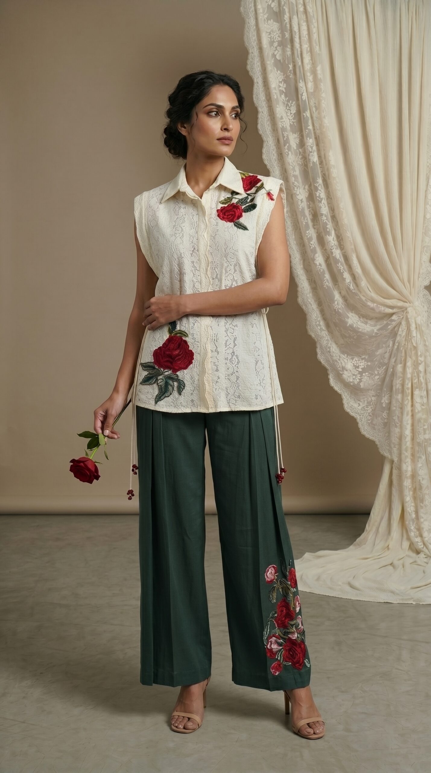 Rose Garden Embroidered Lounge Set