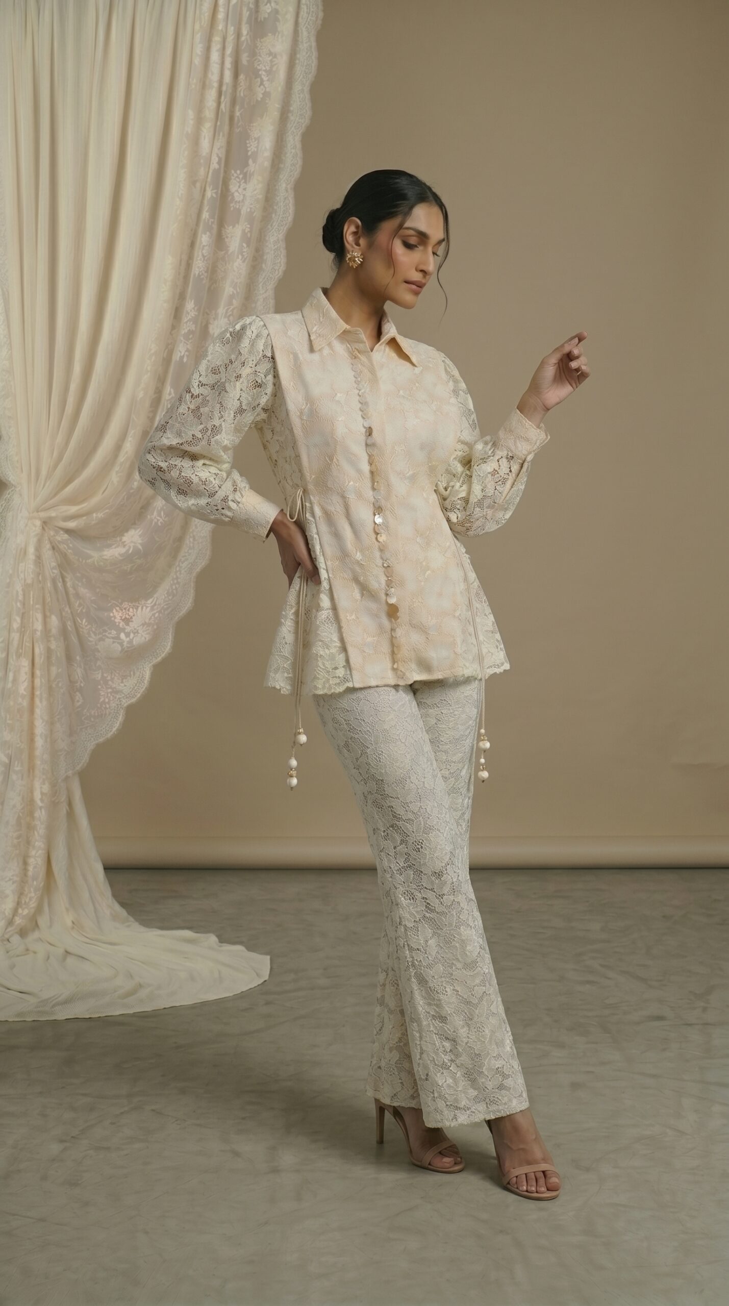 Pearl Ivory Textured Co-ord Ensemble