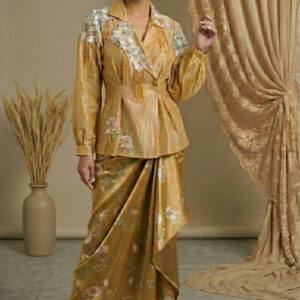 Aurelia Floral Draped Skirt & Blazer Ensemble