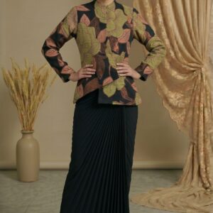 Olive Bloom Asymmetrical Jacket Skirt Ensemble