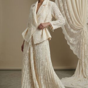 Pearl Elegance Pleated Lace Ensemble