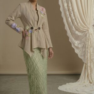 Sage Elegance Embroidered Skirt Set