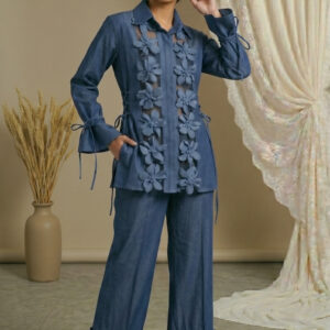 Handcrafted Floral Appliqué Shirt & Palazzo Co-Ord Set