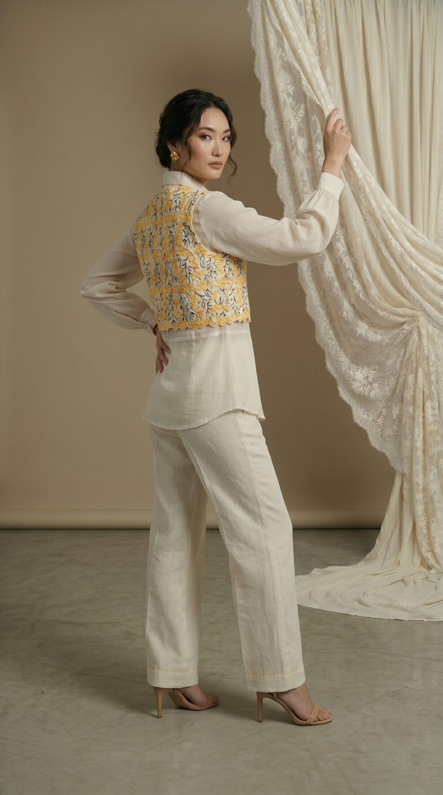 Golden Garden Sheer Shirt Ensemble - Image 2