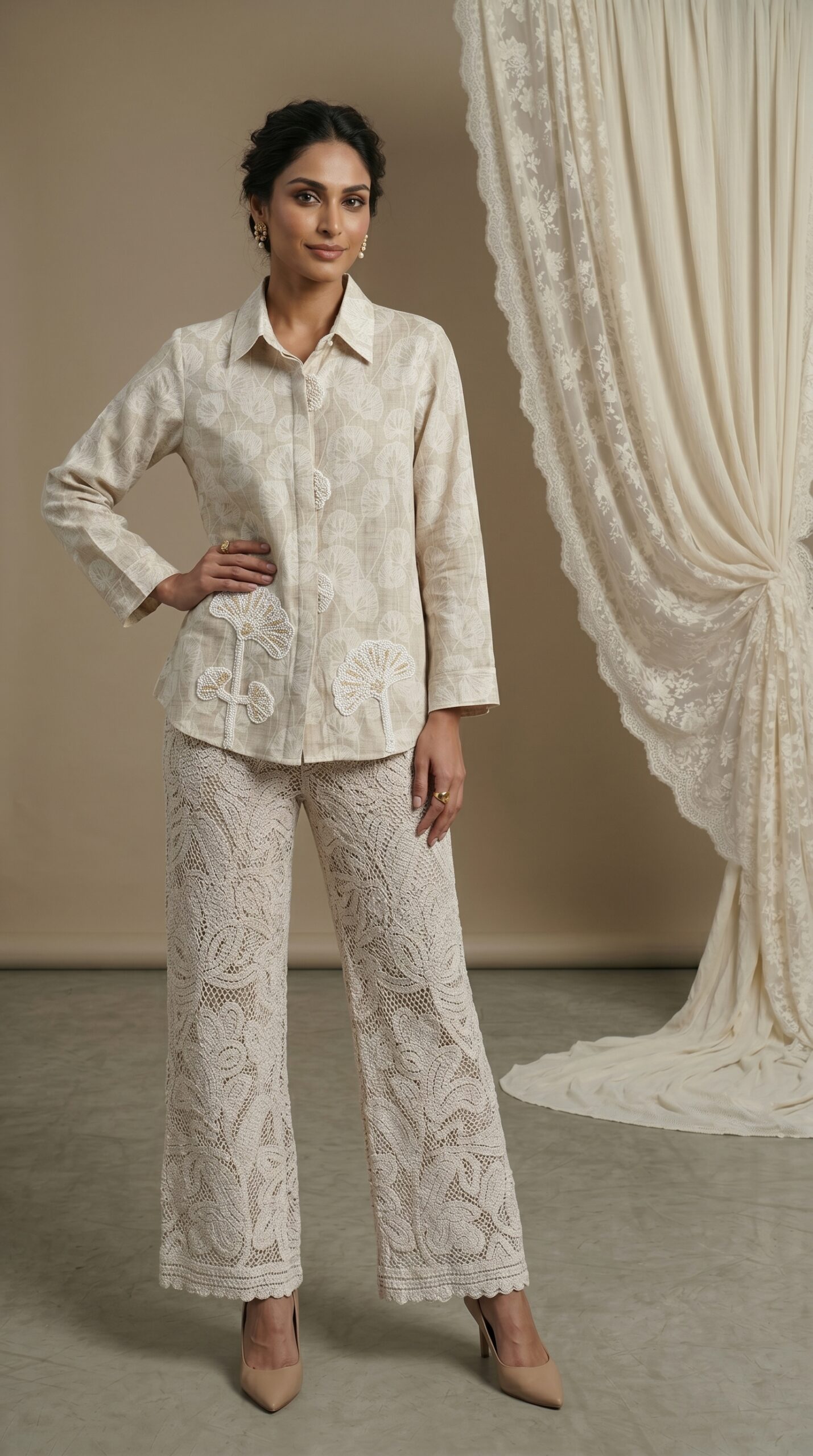 Soft Pearl Lace Garden Ensemble