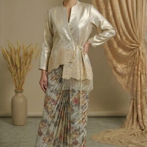 Golden Elegance Embellished Jacket Ensemble