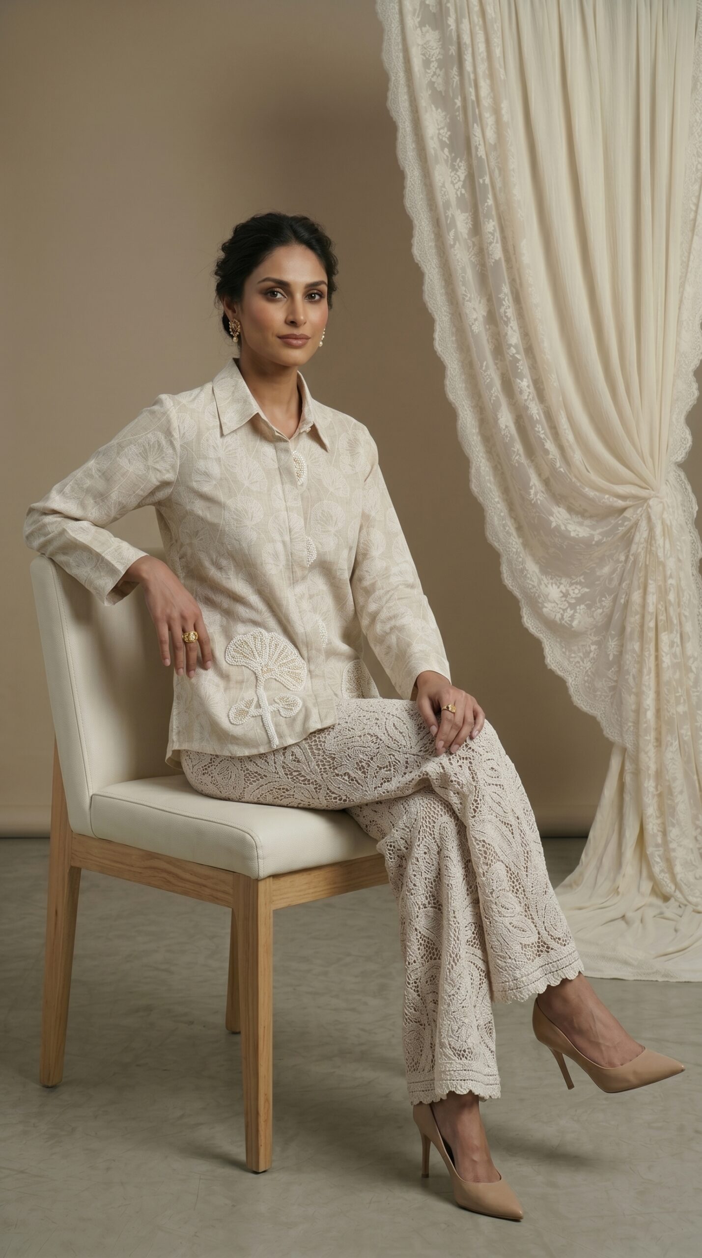 Soft Pearl Lace Garden Ensemble - Image 2