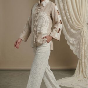Pearl Ivory Artisan Lace Shirt & Palazzo Set